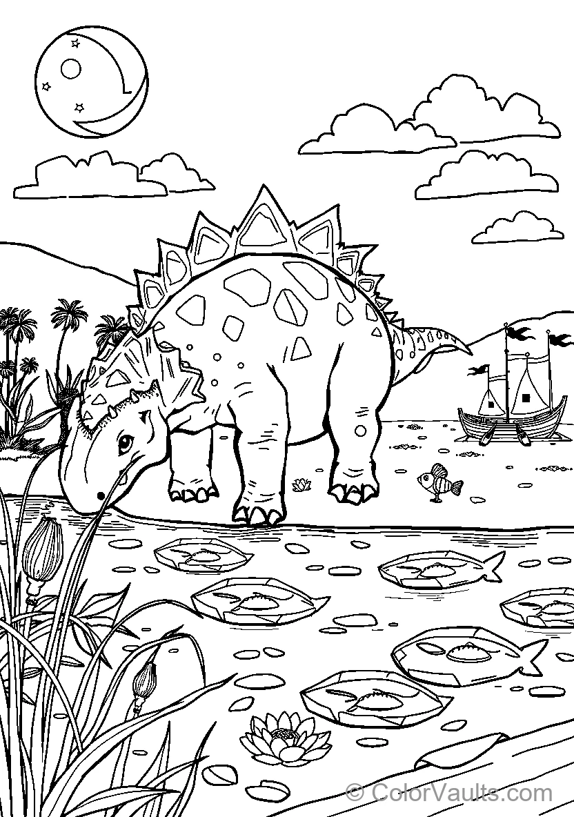 Dinosaur By The Pond