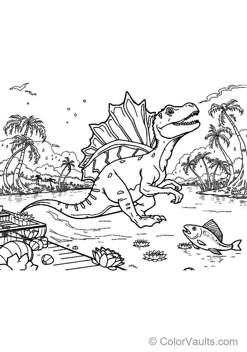 Dinosaur Chasing A Fish