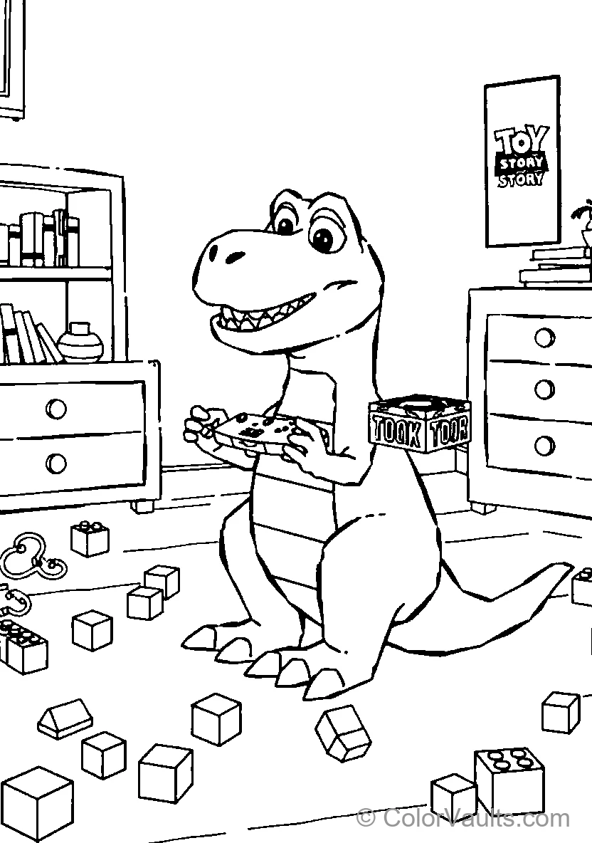 Dinosaur Enjoying Pizza Time