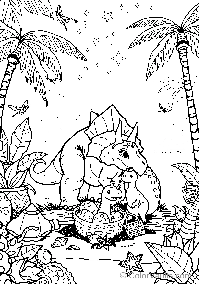 Dinosaur Family In Nature