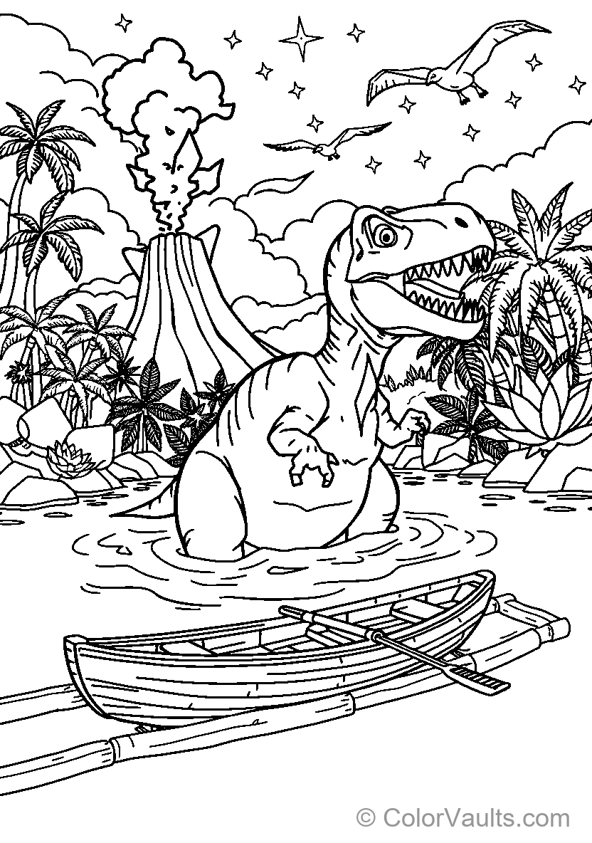 Dinosaur In Tropical Landscape
