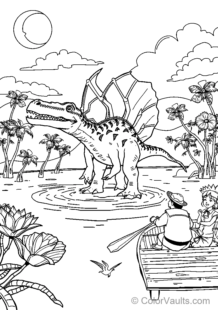 Dinosaur On Water At Night