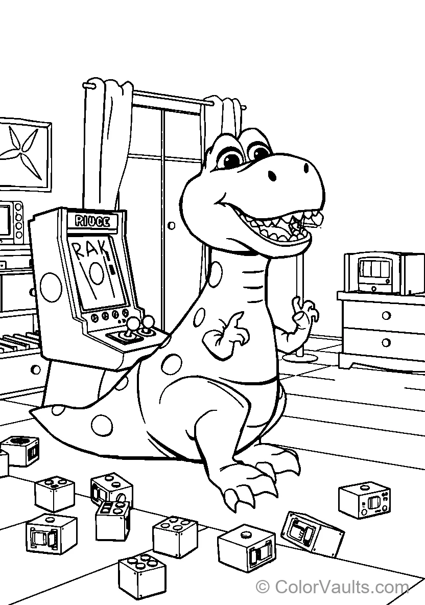 Dinosaur Playing Retro Games