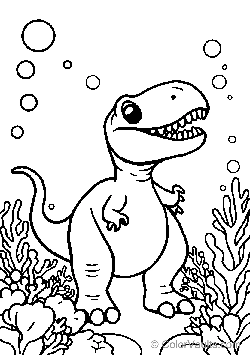 Dinosaur Swimming Under The Sea