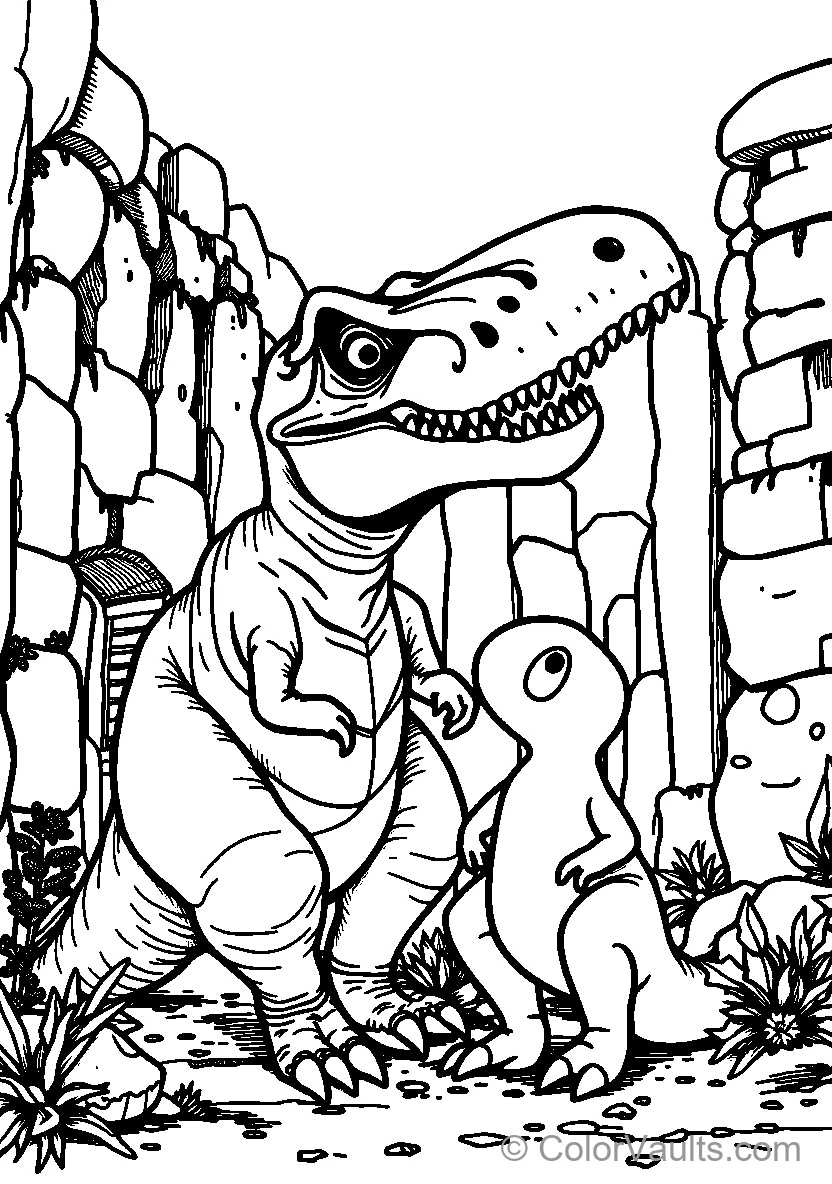 Dinosaur With Alien Friend