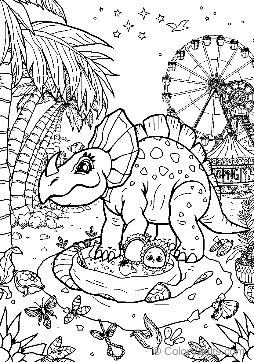 Dinosaur With Flower Crown