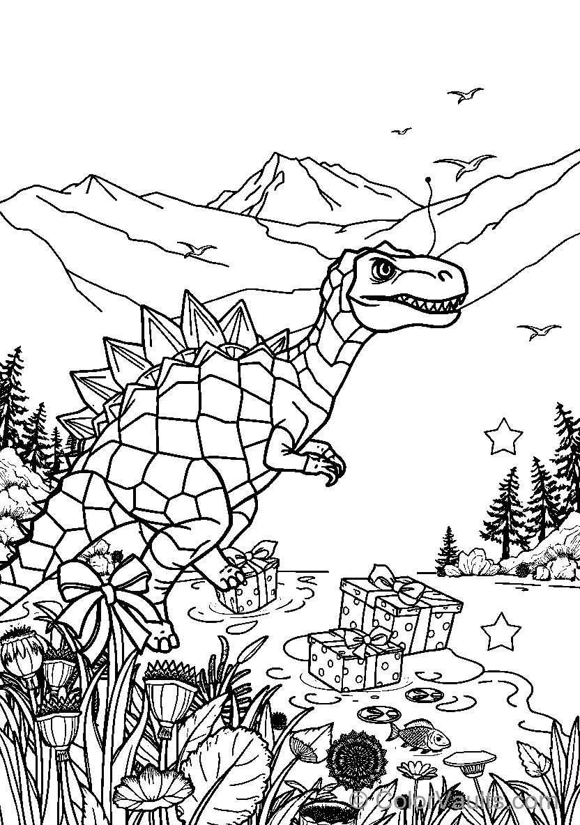 Dinosaur With Gifts