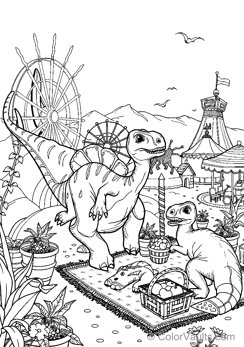 Dinosaurs Having Fun At The Carnival