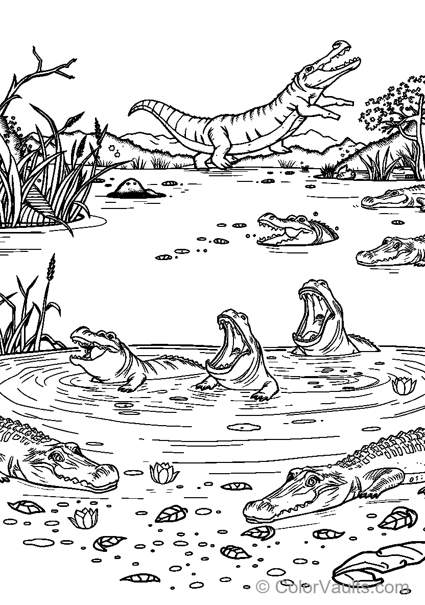 Dinosaurs In A Swamp