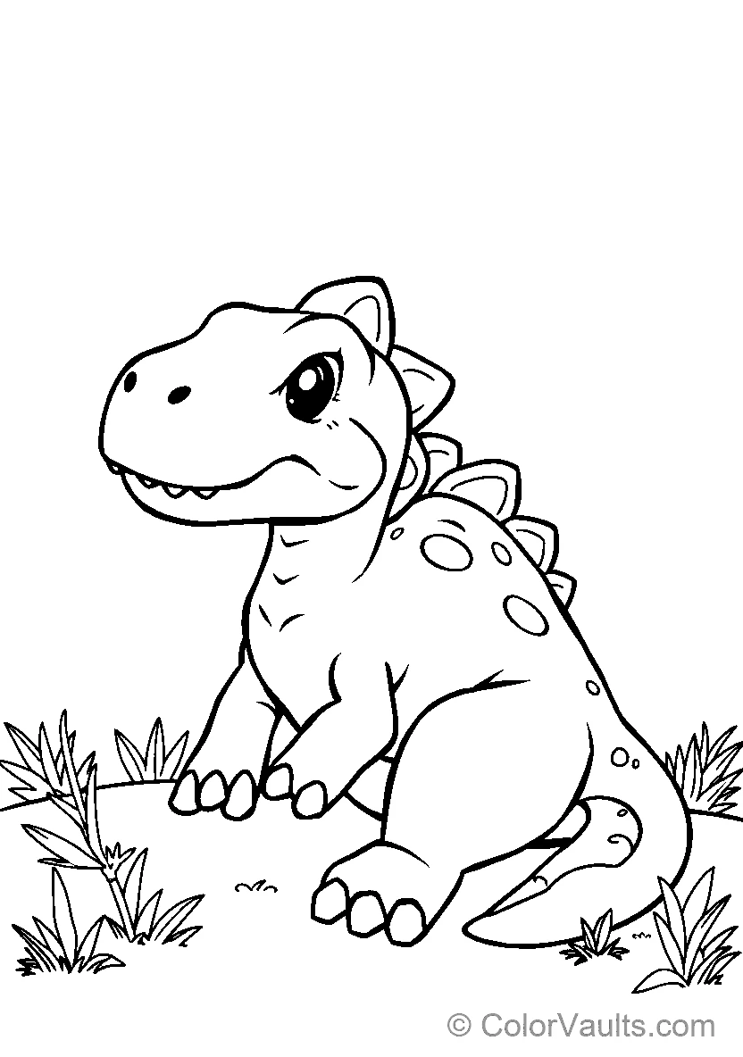 Friendly Cartoon Dinosaur - Free Printable Coloring Page | ColorVaults