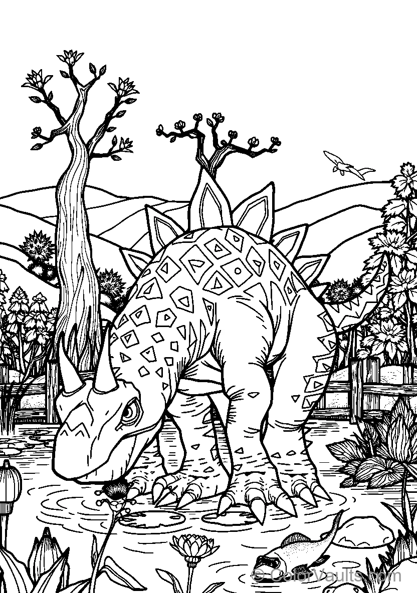 Geometric Patterned Dinosaur
