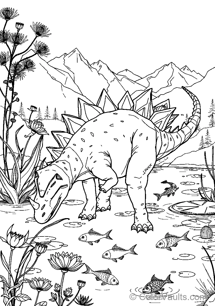 Stegosaurus In The Swamp