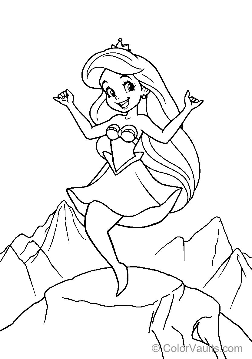 Ariel On A Cliff Or Mermaid Standing Triumphantly