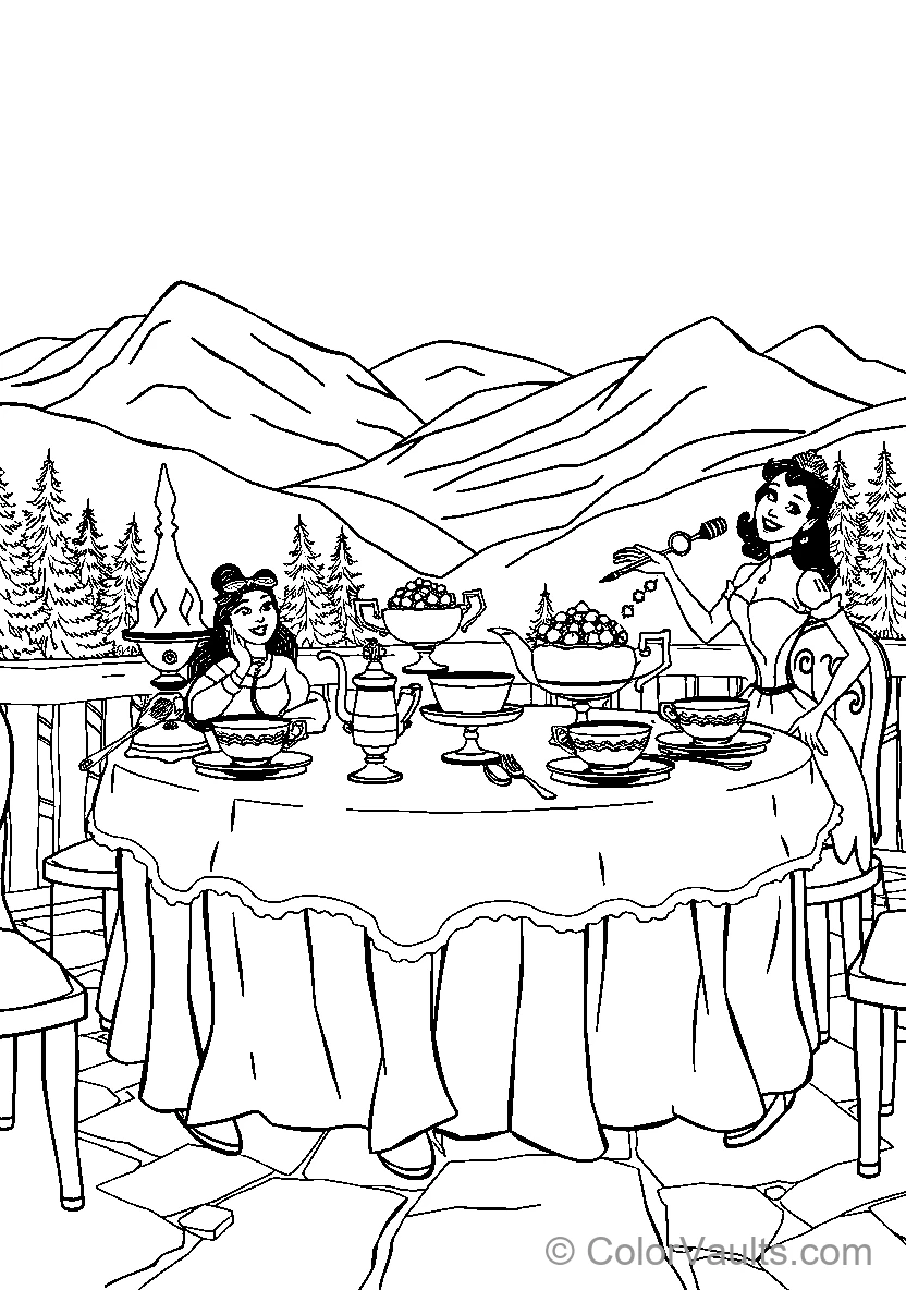 Belle And Ariel Enjoying A Meal Together