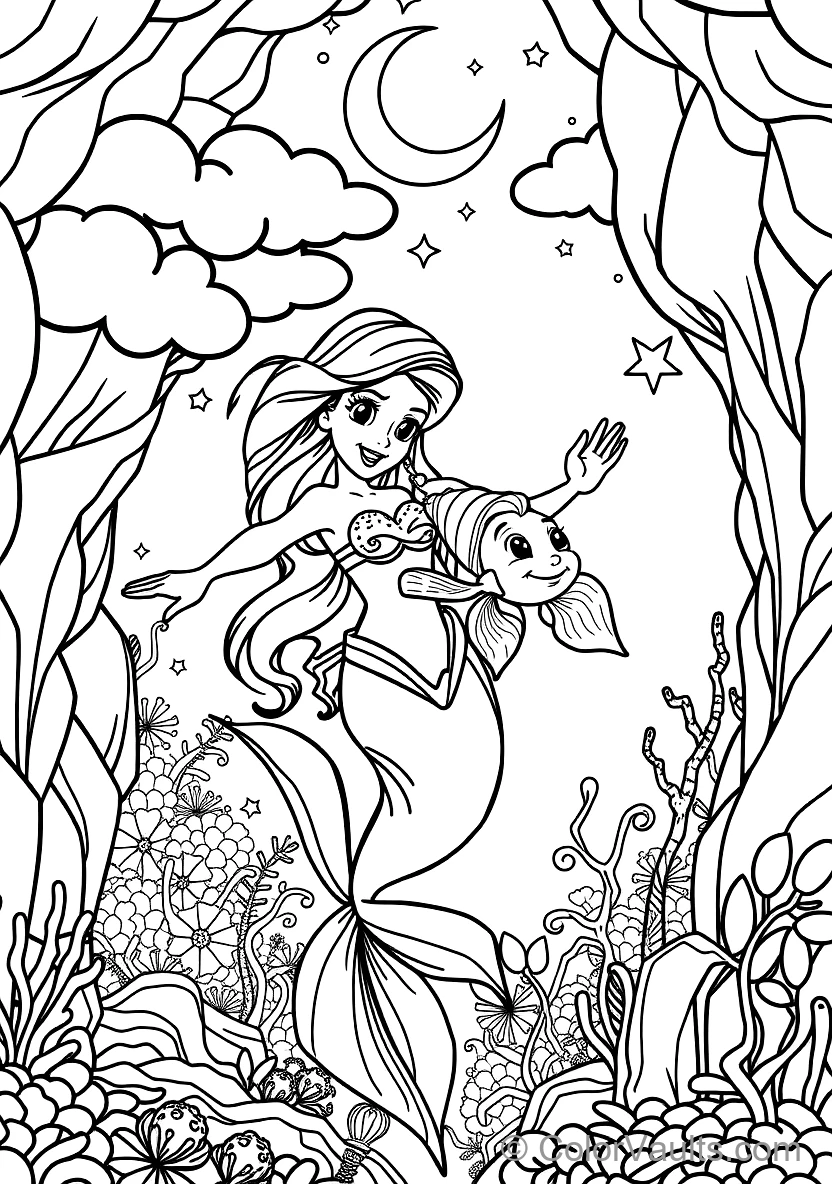 Ariel Sitting on Sunlit Ocean Rock with Flowing Hair (2)
