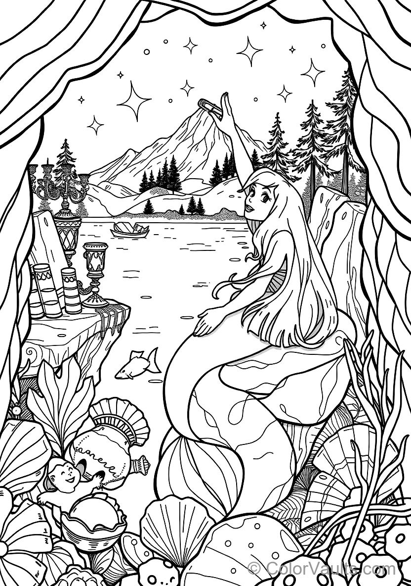 Ariel Sitting on Sunlit Ocean Rock with Flowing Hair (7)