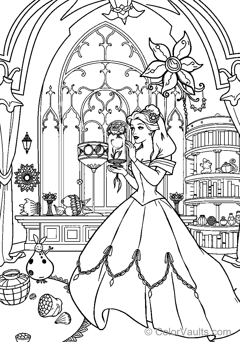 Belle Holds A Rose In An Enchanted Castle (Scene 2)