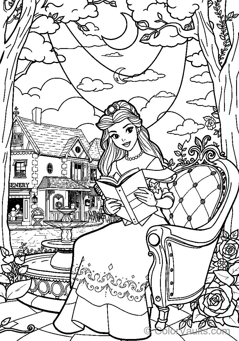 Belle Reads In Her Garden