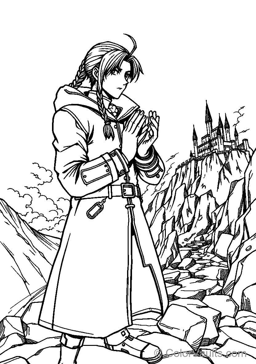Belle Stands Atop Rocky Terrain Looking At Her Castle