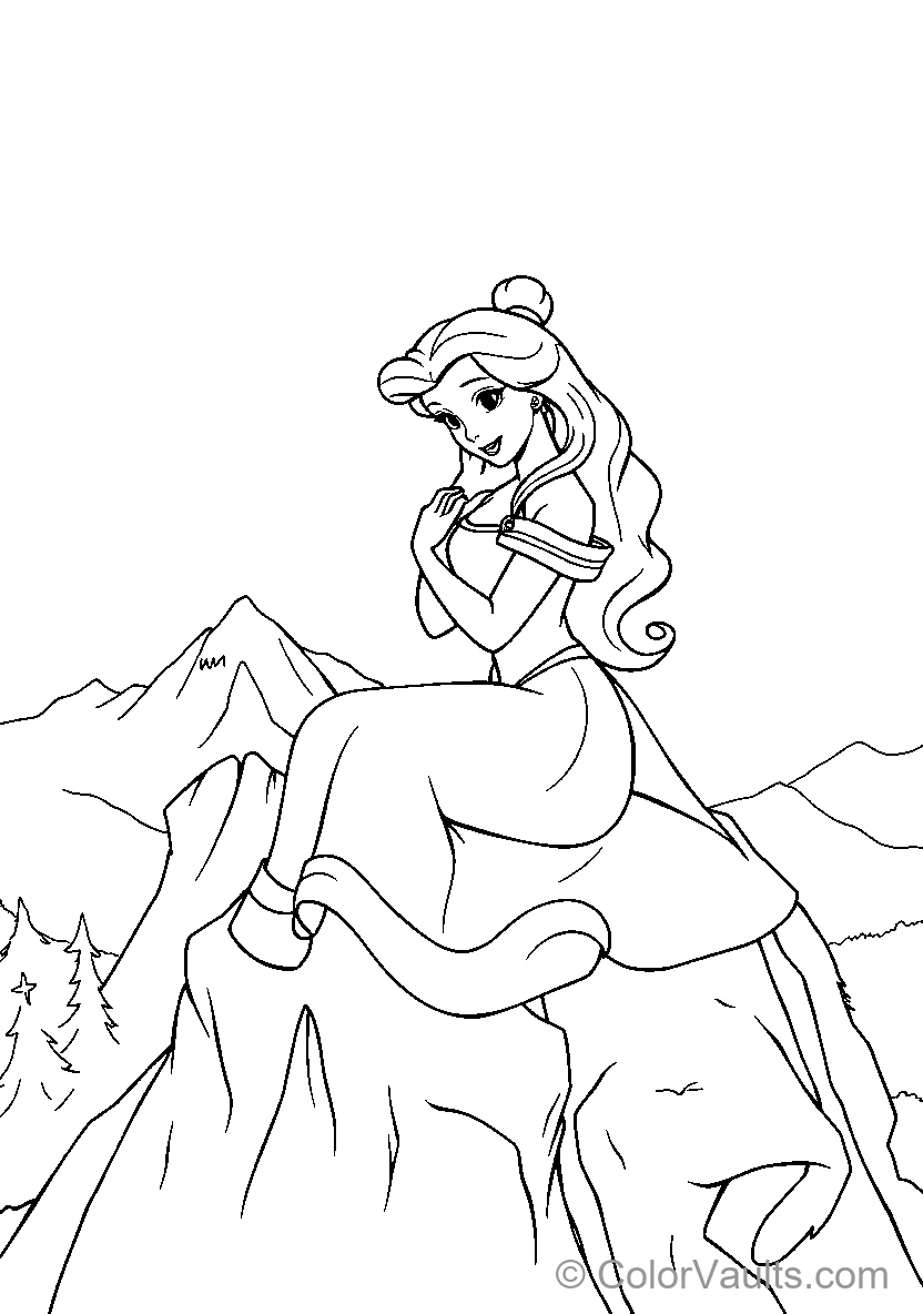 Elsa Sits On A Rock Contemplating The Mountains