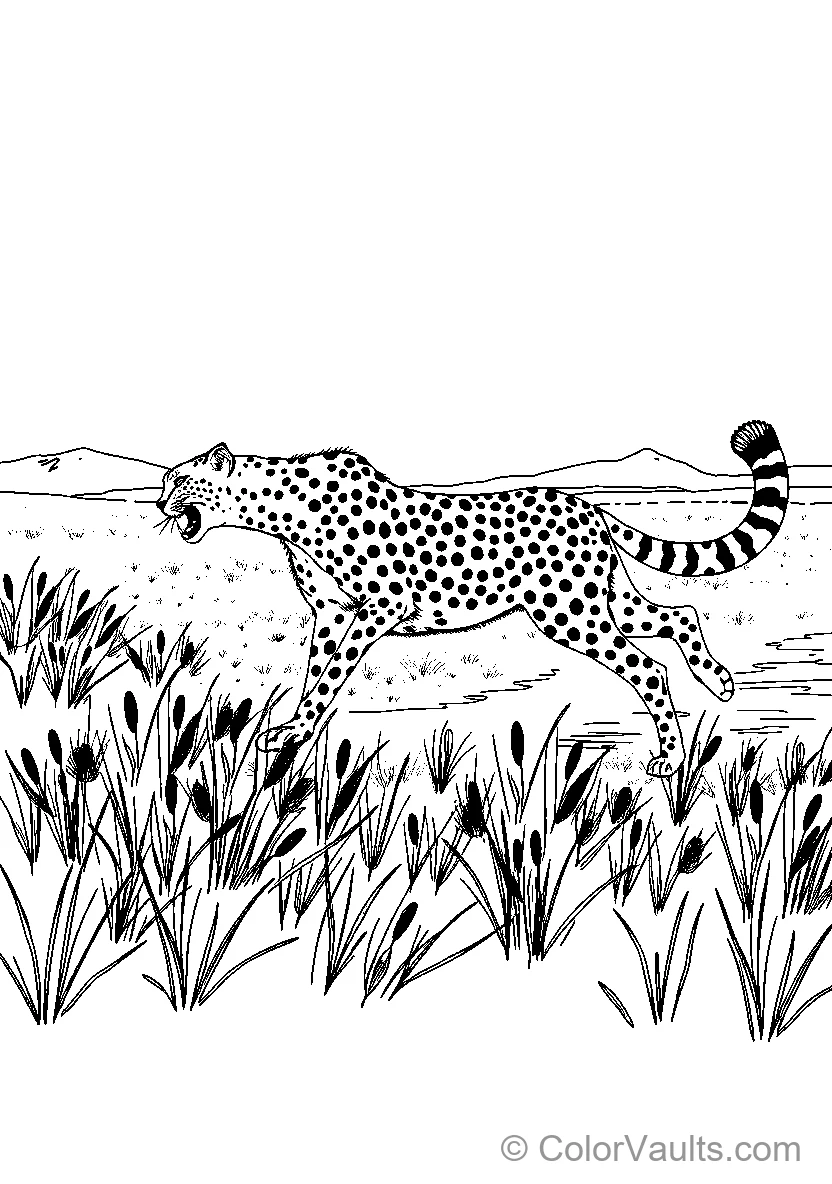 Cheetah Sprinting Through Grass (Scene 7)