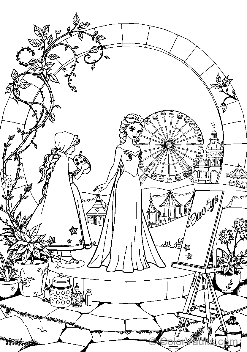 Elsa et Anna At An Amusement Park
