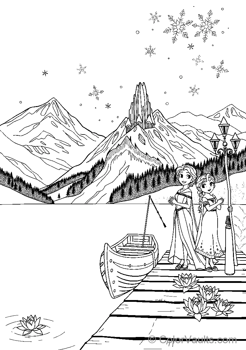 Elsa et Anna On A Snowy Bridge