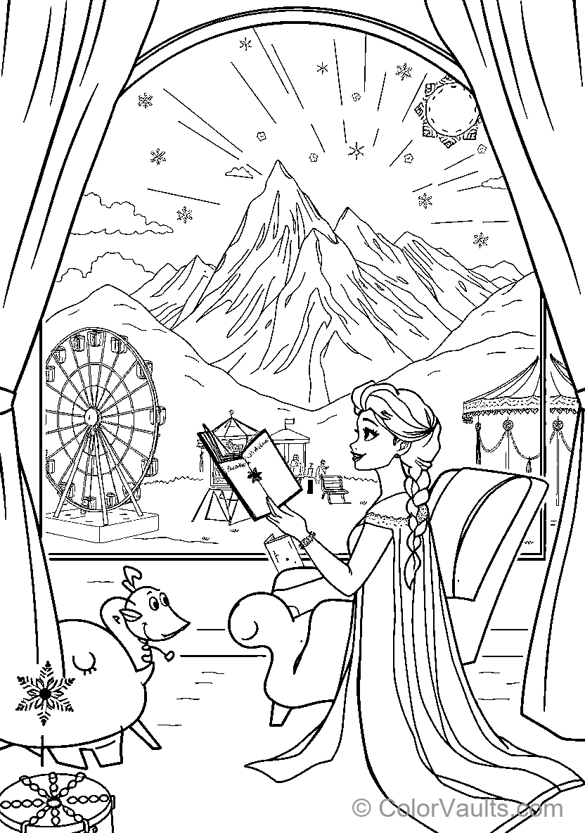 Elsa Reads A Book In Her Castle