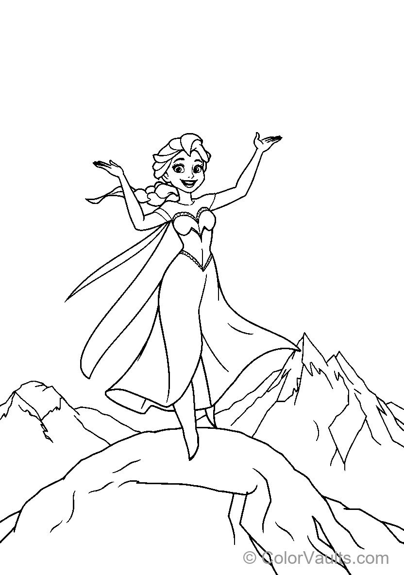 Elsa Stands Atop Mountain Peaks