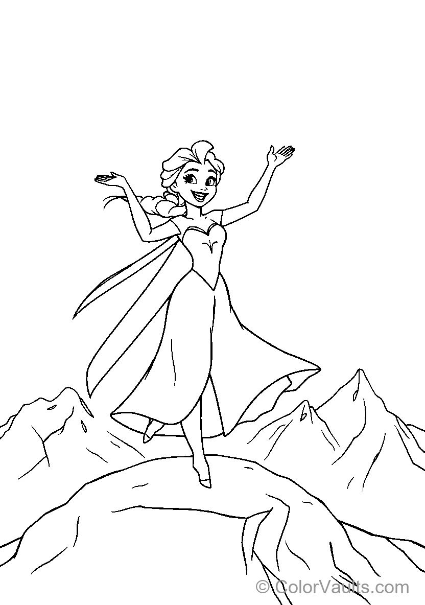Elsa Stands Triumphantly Atop A Mountain