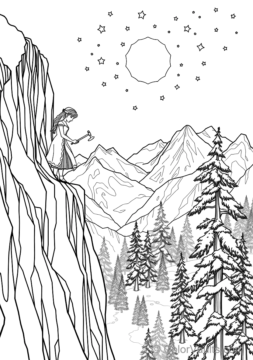Anna Climbing the Icy Mountain Cliff Using Pickaxes (Scene 3)
