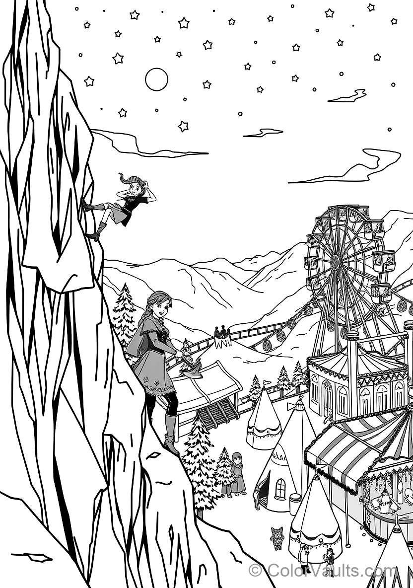 Anna Climbing the Icy Mountain Cliff Using Pickaxes (Scene 5)