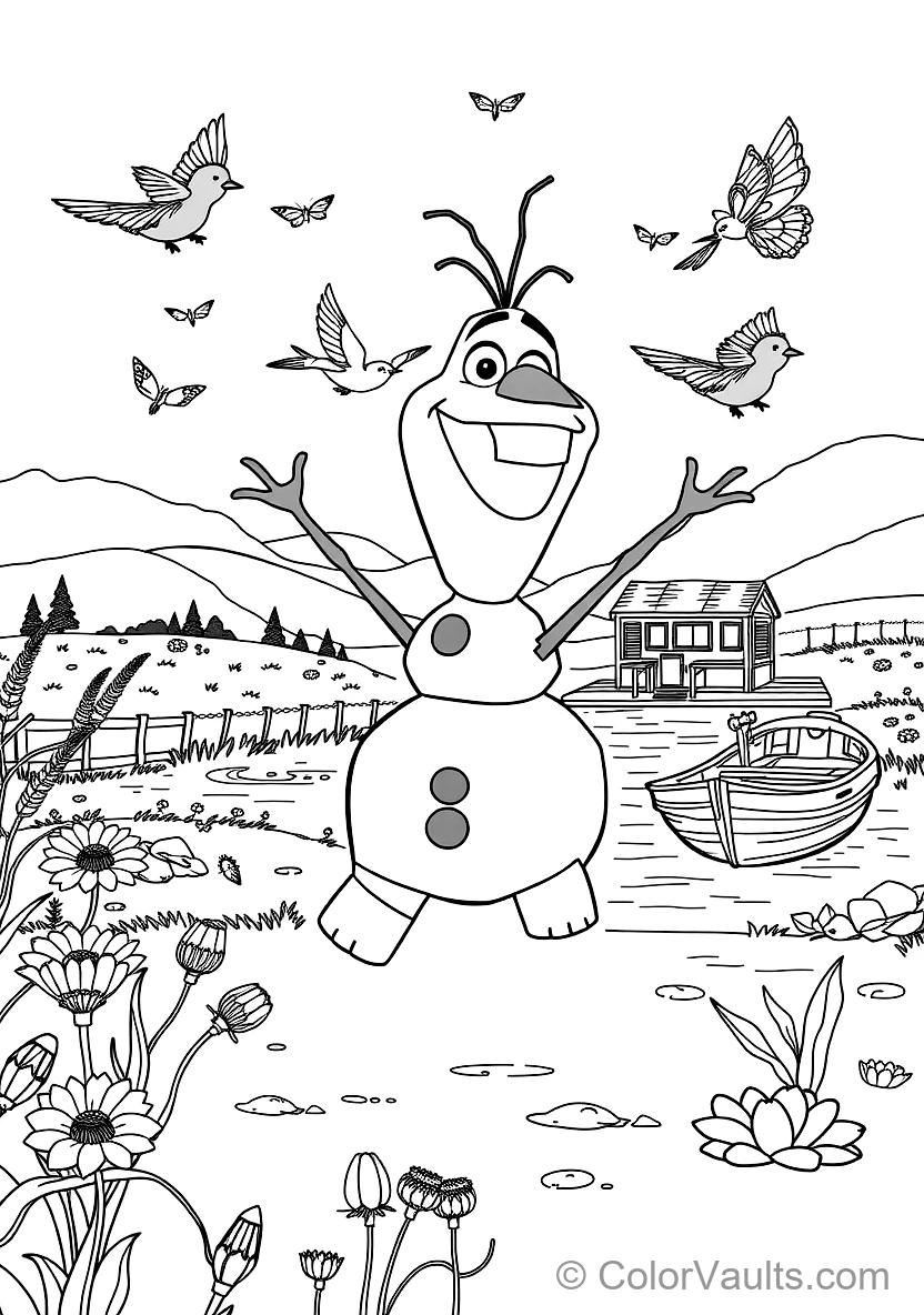 Olaf the Snowman Dancing Happily mit Singing Birds