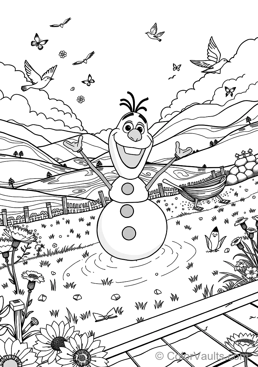 Olaf the Snowman Dancing Happily mit Singing Birds (Scene 3)