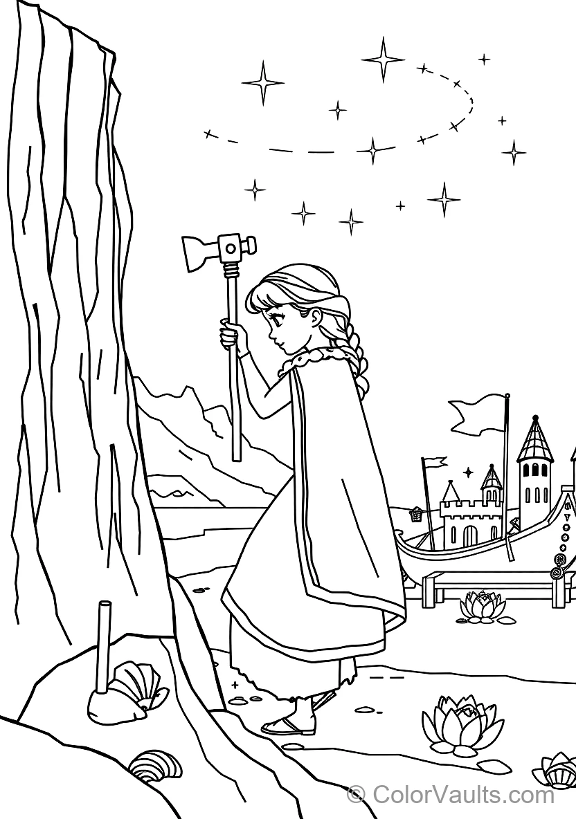 Anna Climbing the Icy Mountain Cliff Using Pickaxes (Scene 13)