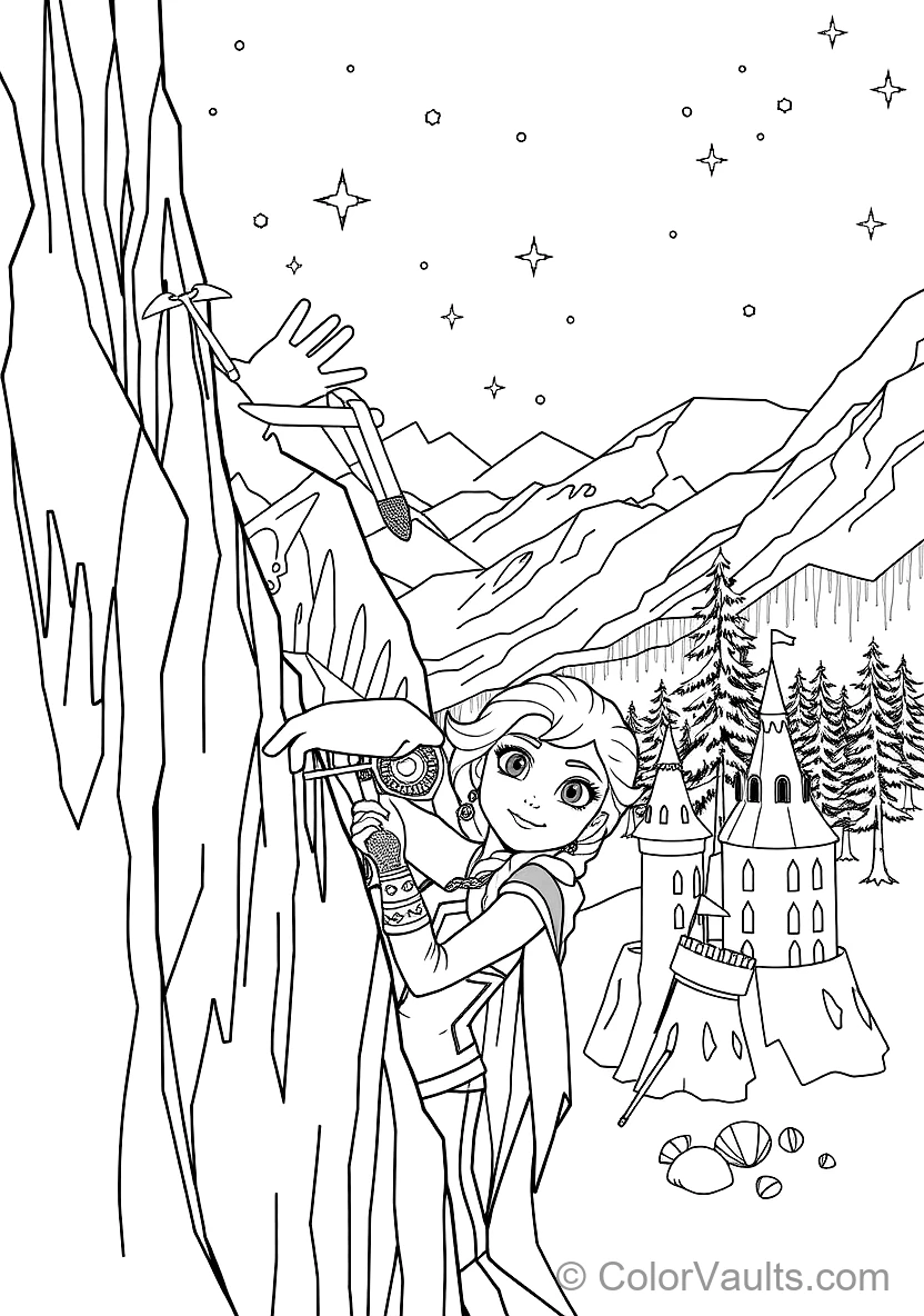 Anna Climbing the Icy Mountain Cliff Using Pickaxes (Scene 17)