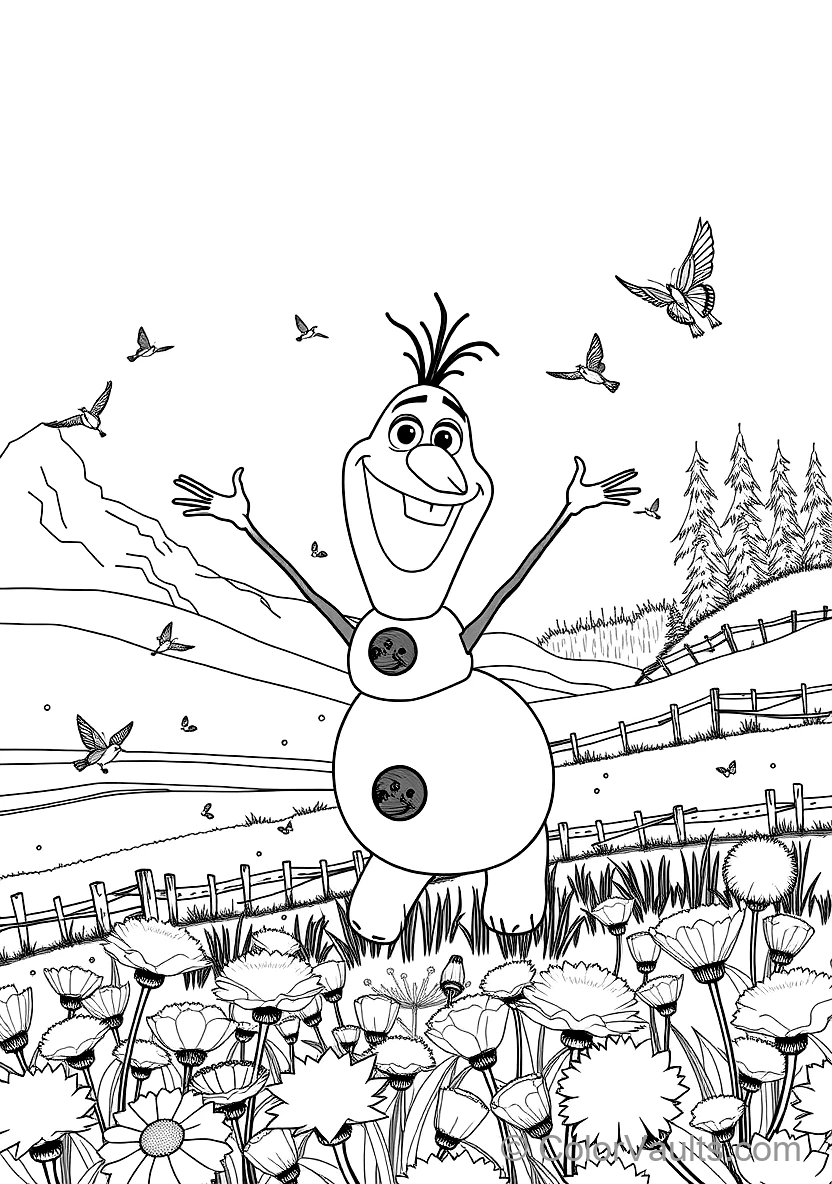 Olaf the Snowman Dancing Happily mit Singing Birds (Scene 5)