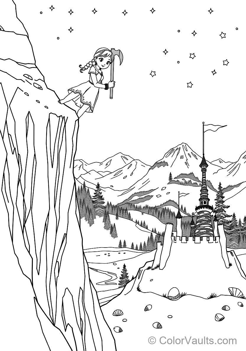 Anna Climbing the Icy Mountain Cliff Using Pickaxes (Scene 27)