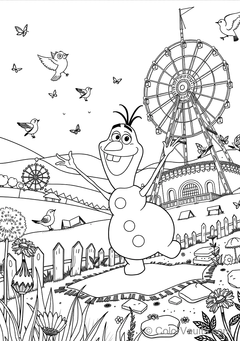 Olaf the Snowman Dancing Happily mit Singing Birds (Scene 10)