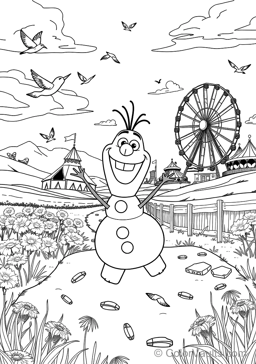 Olaf the Snowman Dancing Happily mit Singing Birds (Scene 12)