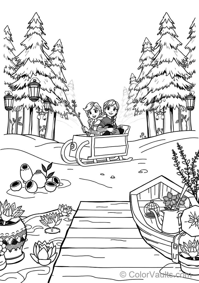 Anna und Kristoff Riding in Sven the Reindeer Wooden (Scene 7)
