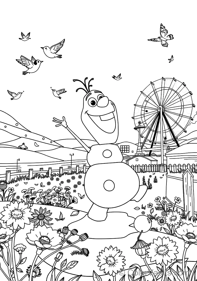 Olaf the Snowman Dancing Happily avec Singing Birds (Scene 19)