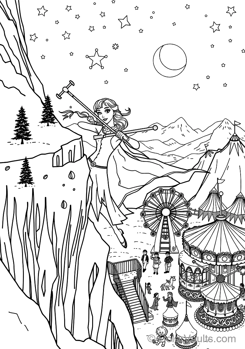 Anna Climbing the Icy Mountain Cliff Using Pickaxes (Scene 29)