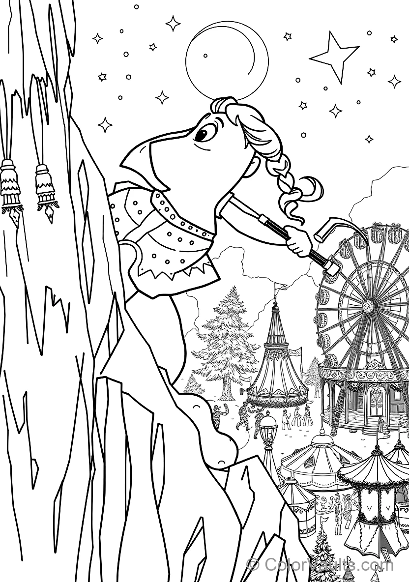 Anna Climbing the Icy Mountain Cliff Using Pickaxes (Scene 31)