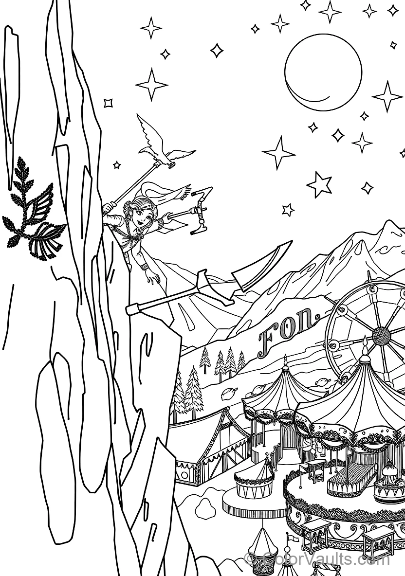Anna Climbing the Icy Mountain Cliff Using Pickaxes (Scene 33)