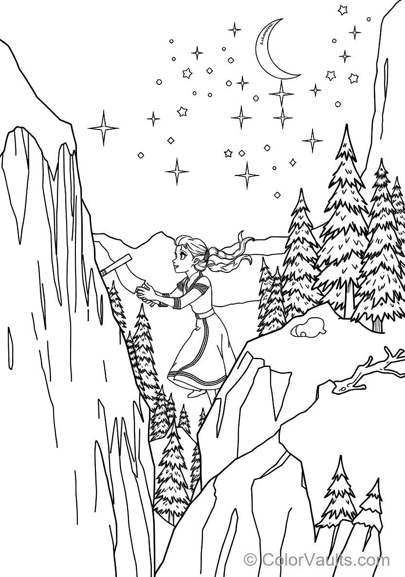 Anna Climbing the Icy Mountain Cliff Using Pickaxes (Scene 37)