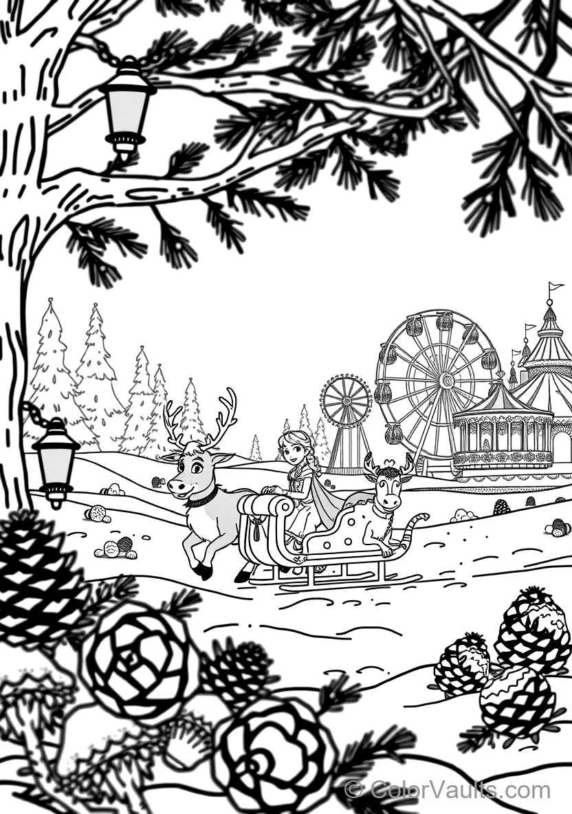 Anna et Kristoff Riding in Sven the Reindeer Wooden (Scene 11)