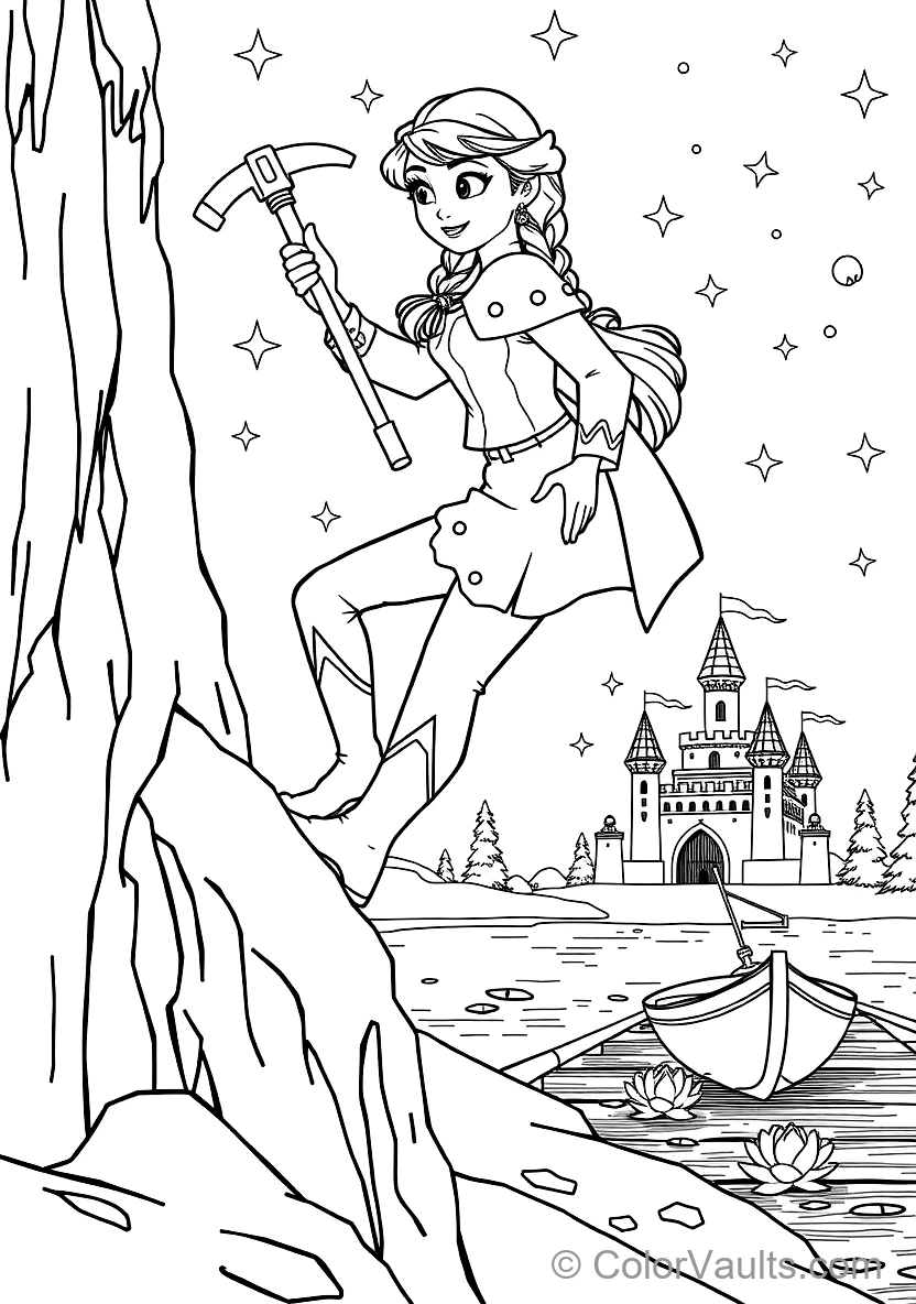 Anna Climbing the Icy Mountain Cliff Using Pickaxes (Scene 43)