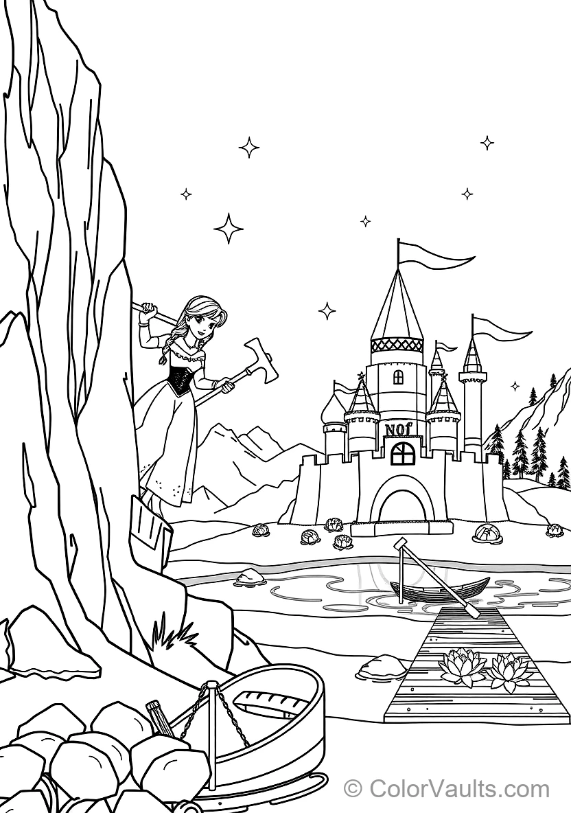 Anna Climbing the Icy Mountain Cliff Using Pickaxes (Scene 45)