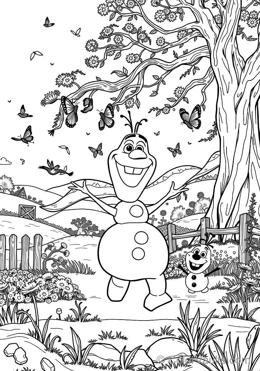 Olaf the Snowman Dancing Happily avec Singing Birds (Scene 29)